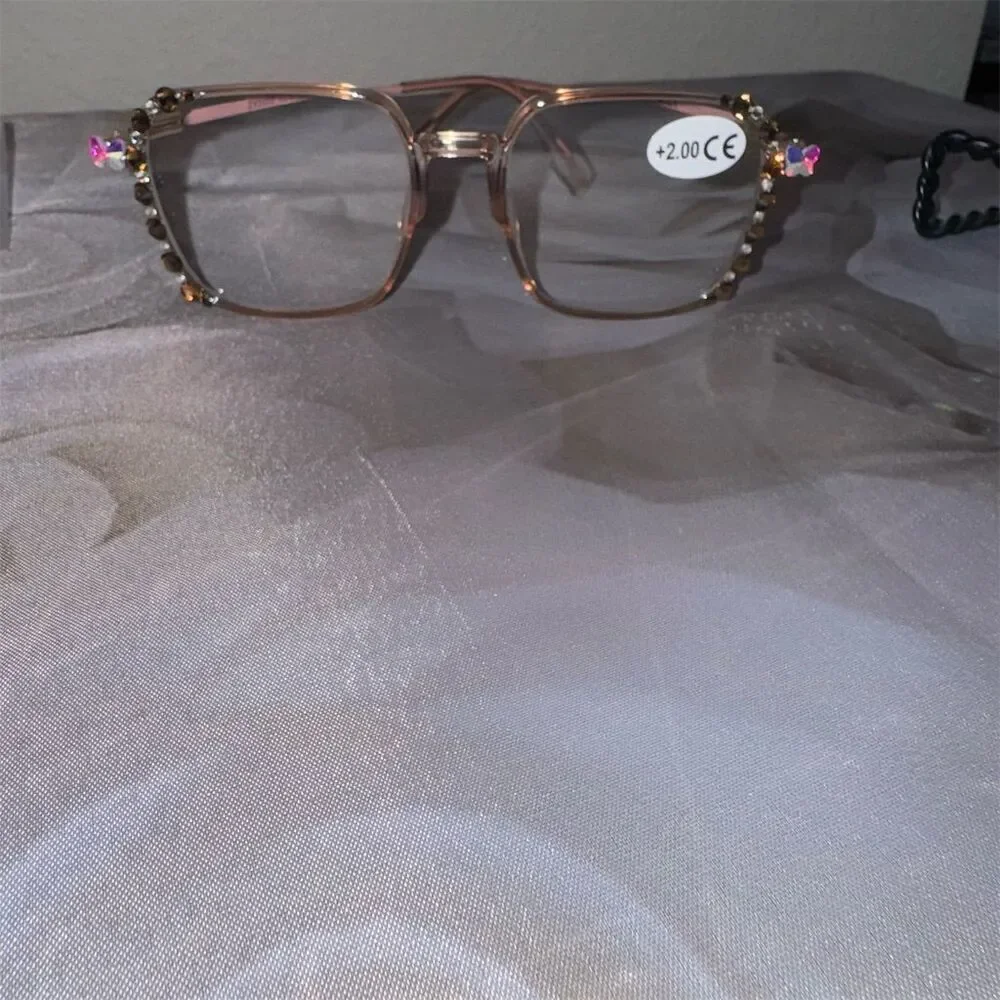Laureles Women's Geometric Photochromic prescription +2.00 jeweled glasses